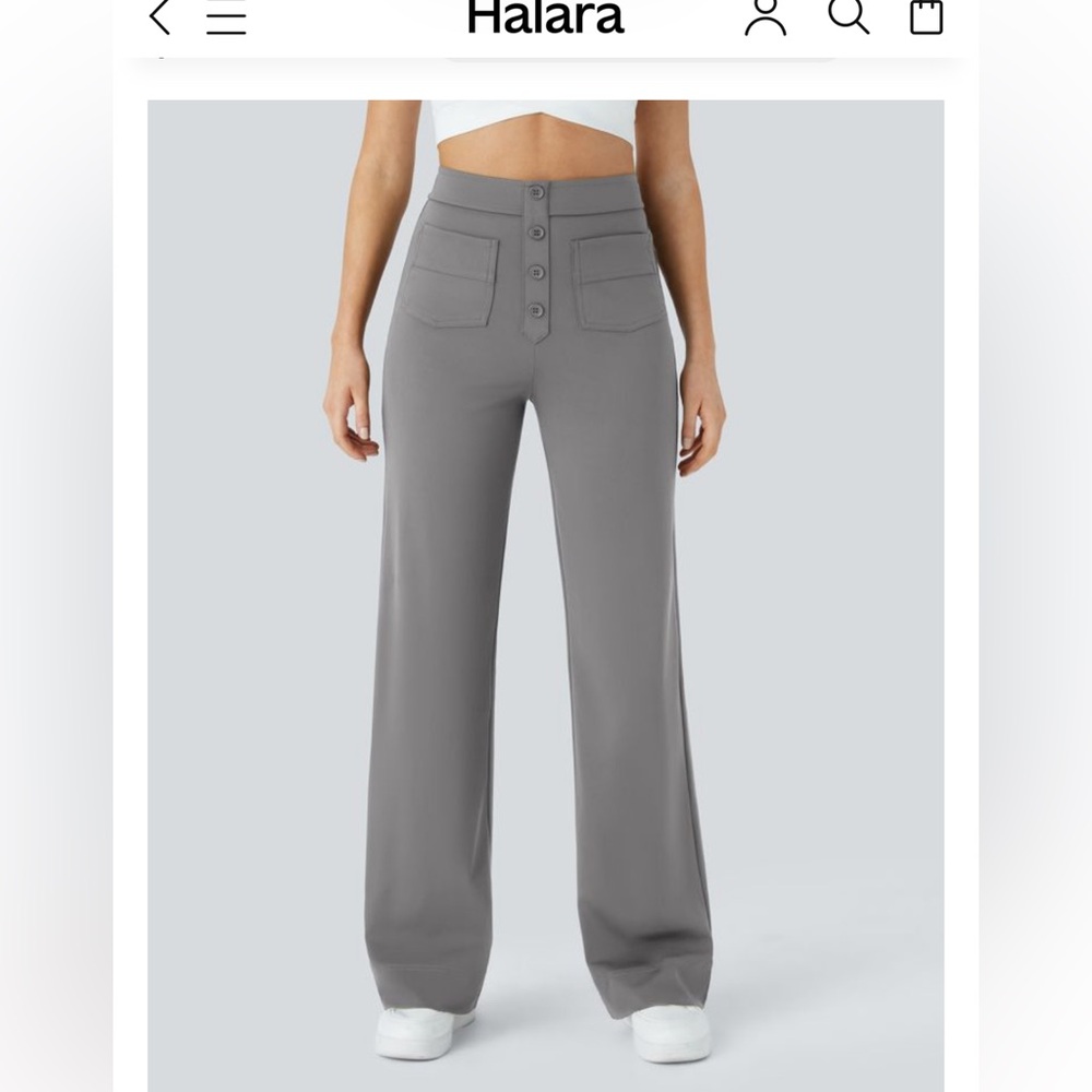 HALARA Women's Chic Gray Wide-Leg Trousers